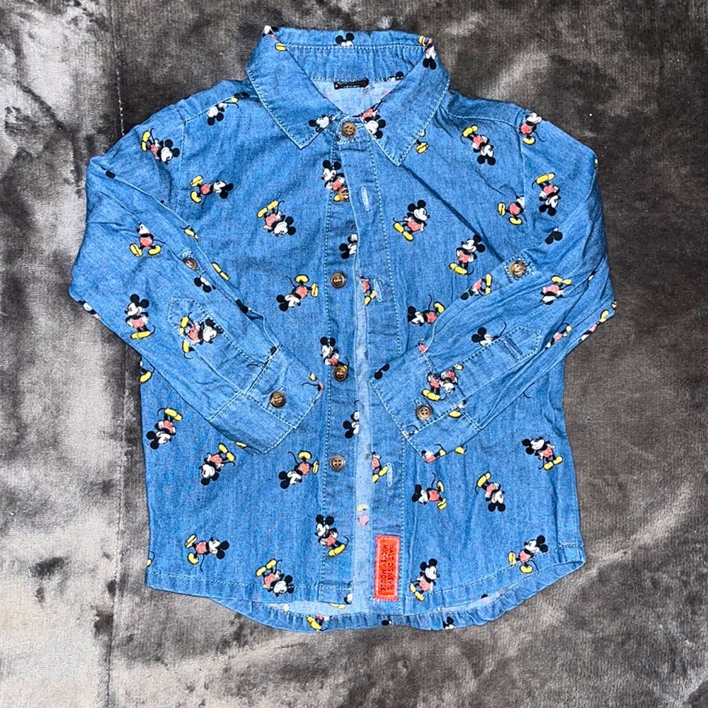 Denim’s Mickey Mouse Button-up for Toddler